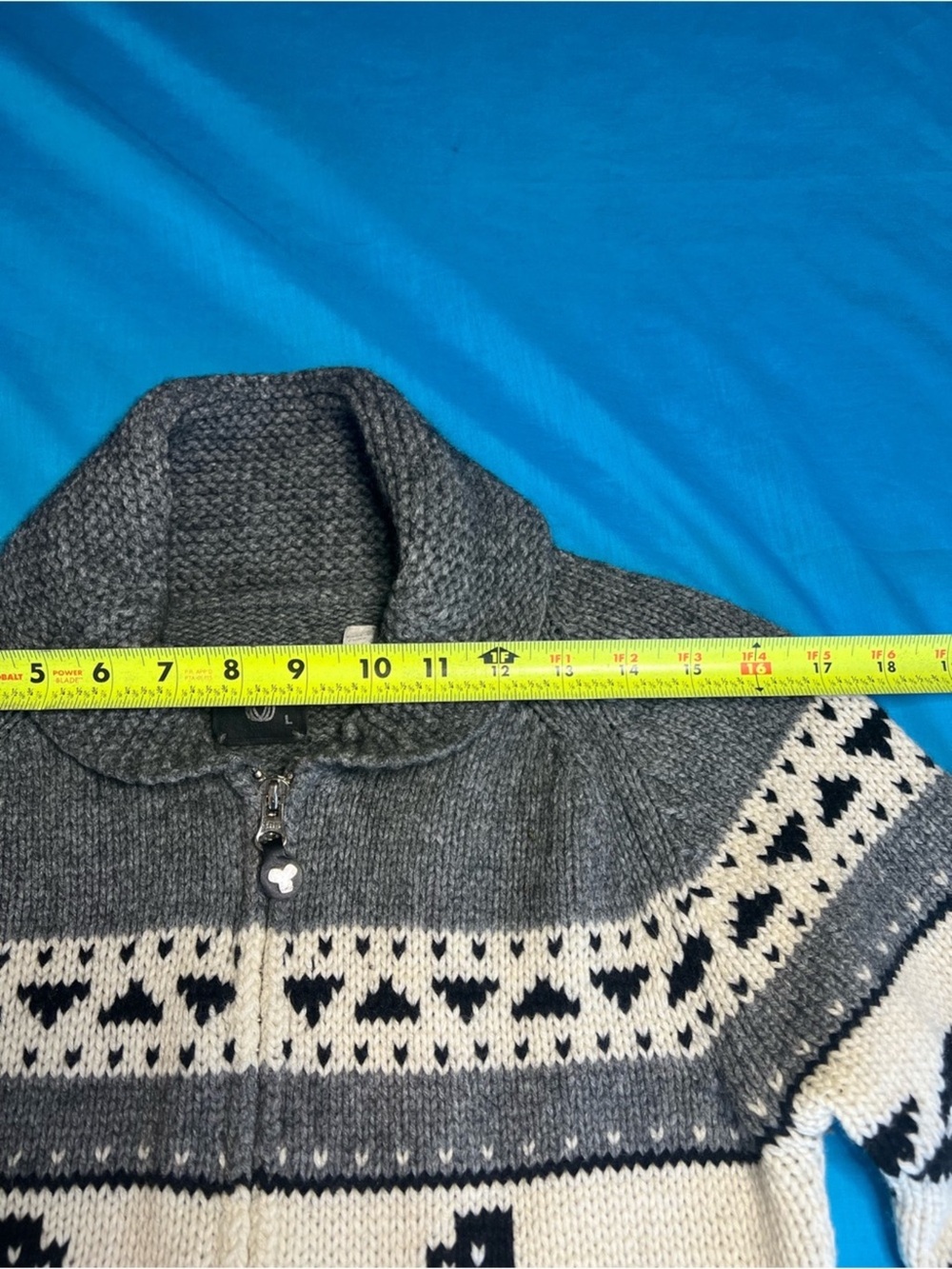 TNA Sea to Sky Cowichan Style Intarsia Lambswool Shawl Collar Sweater L - Picture 7 of 16